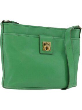 CELINE Shoulder Bag Leather Green Gold